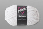 White skein of yarn with a Defiant label on a gray background